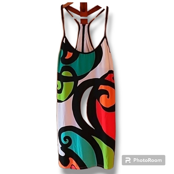 Trina Turk Pop Wave Multicolor Short Tank Racerback Coverup Dress - Picture 1 of 8